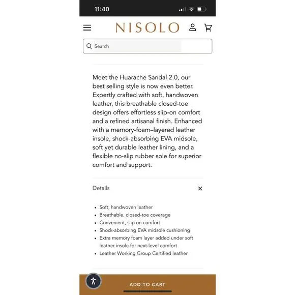 NEW NISOLO Genuine Leather Brown Huarache Sandal/ Flats Women's sz 9 rubber sole - Picture 8 of 9